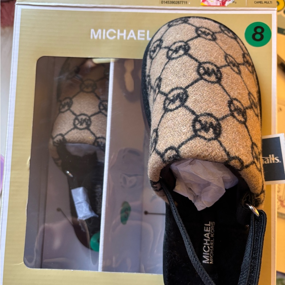 Michael Kors Tan and Black Slippers